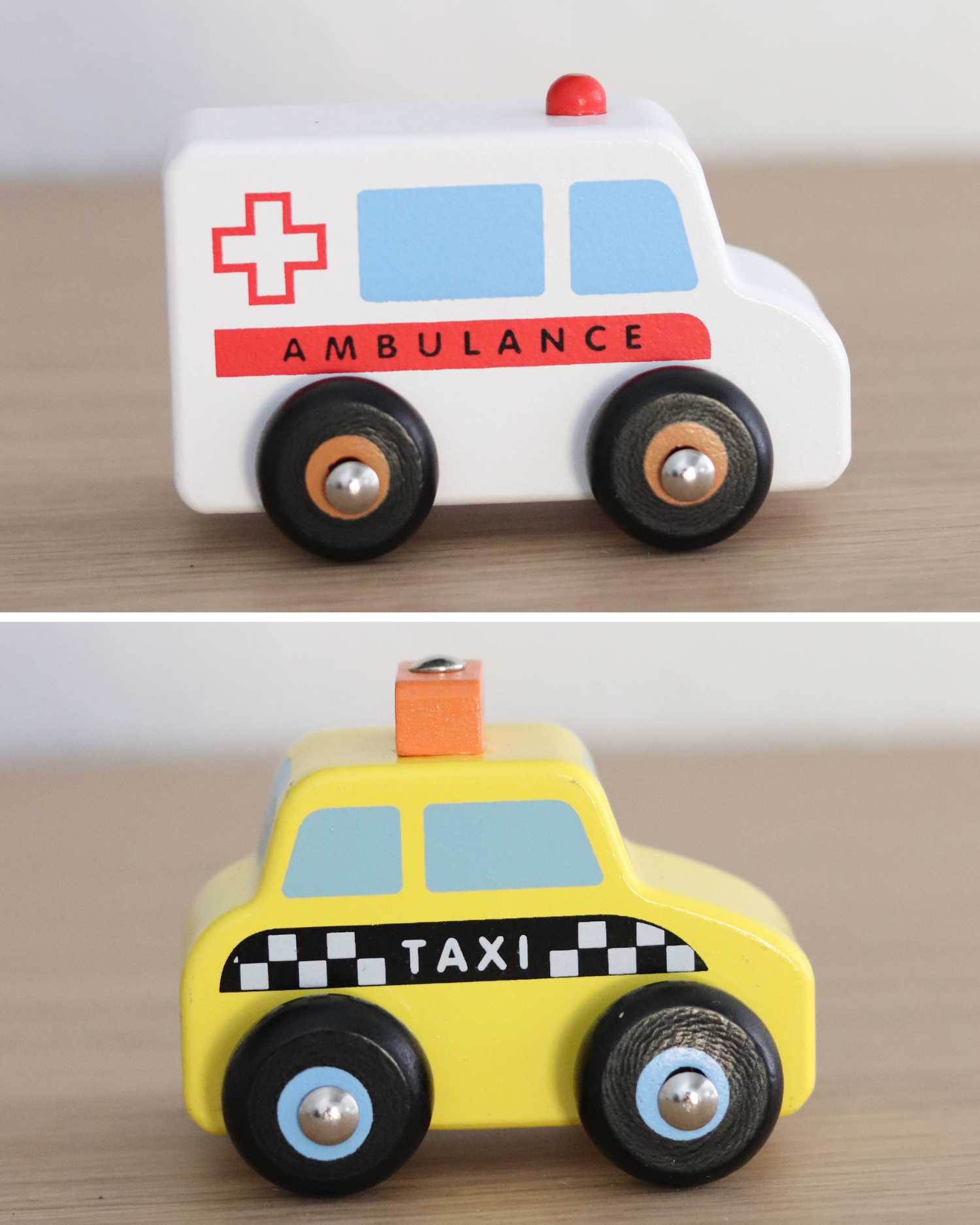 close up look of ambulance emergency car and taxi