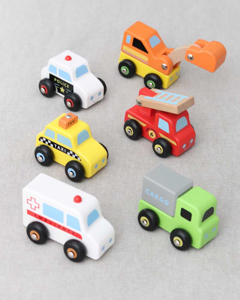 wooden mini vehicles excavator police fire engine ambulance taxi cargo