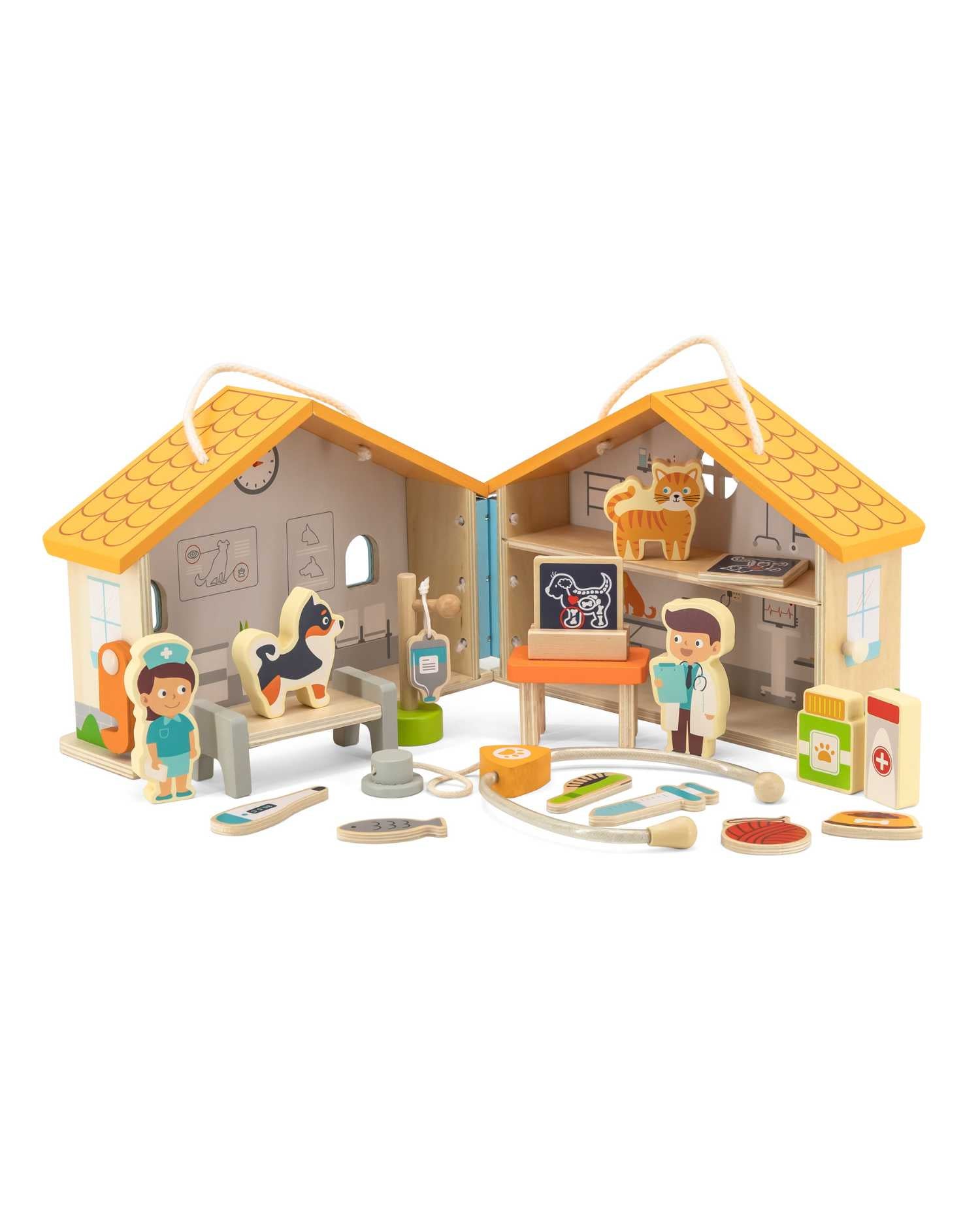 close up view of vet playset on white background