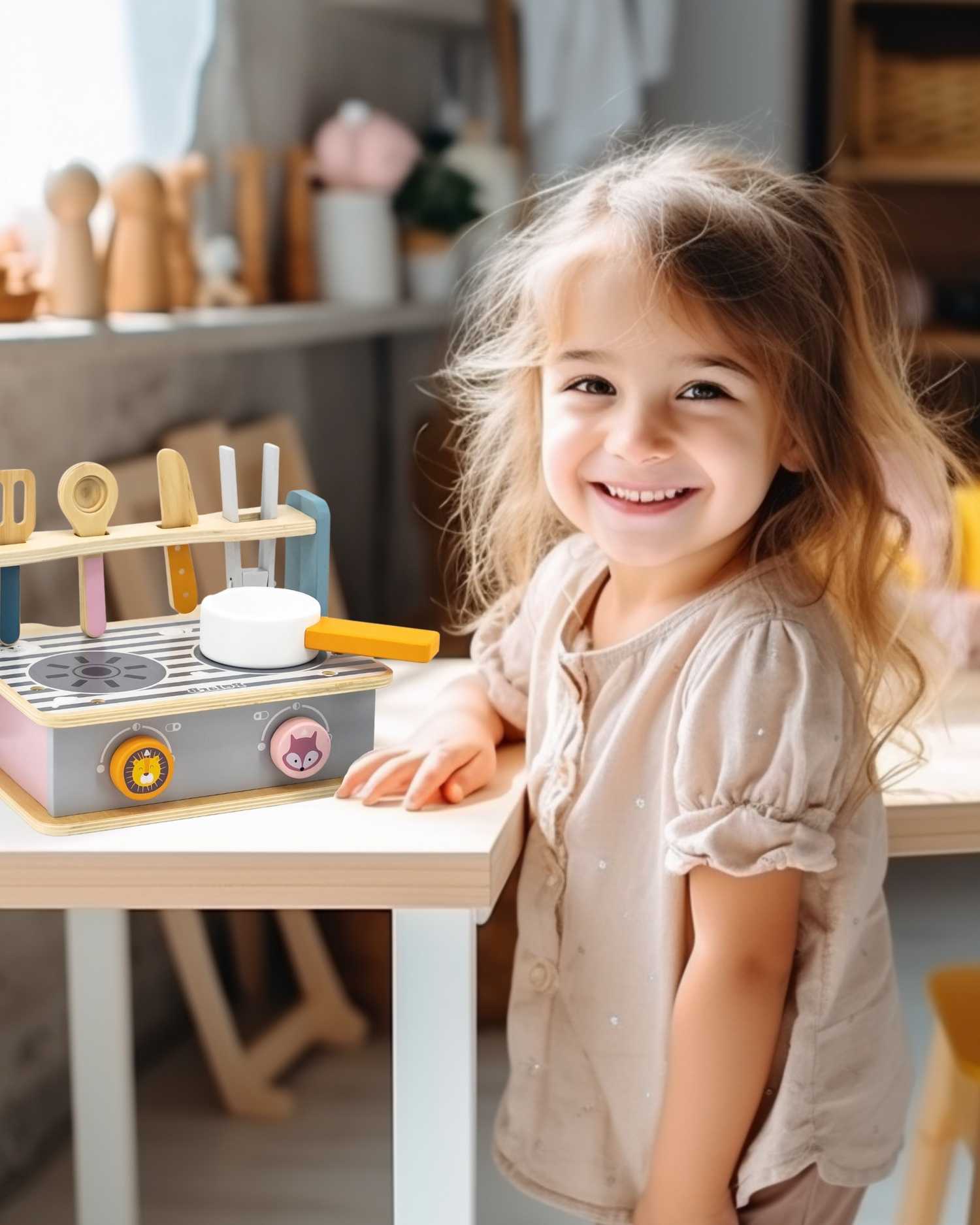 toddler girl received a gift kids grill playset